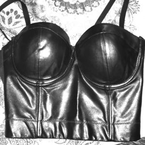 Faux leather bustier.